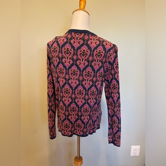 Super cute pink and navy blue button down cardigan by Land’s End Medium M pocket - Picture 7 of 7